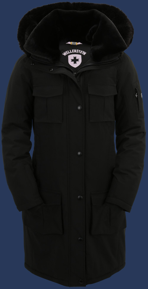 Damen Mäntel Schneezauber Long Light, MiStretchAirTec, Schwarz Winter SZLLI-1056-SW-GRÖßE