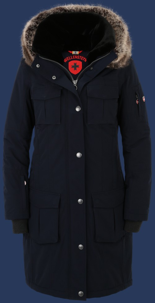 Damen Mäntel Schneezauber Long, StroBoAirTec, Midnightblue Winter SZL-870-MDB-GRÖßE