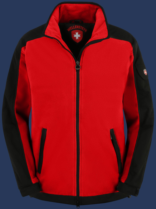 Herren Jacken Jet-Jacke, MicroFleece, Rot/Schwarz Winter JJ-10-RSW-GRÖßE